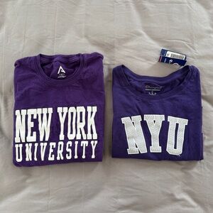 2 x Purple NYU Tshirt & Long Sleeve Shirt New York University College